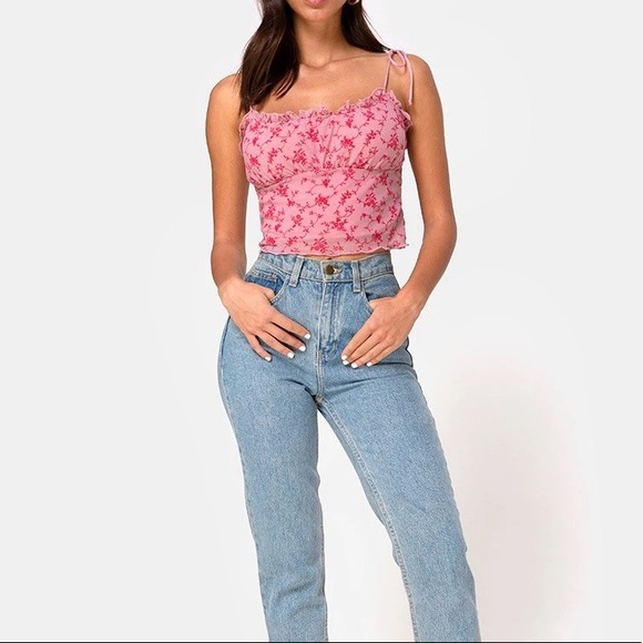 Motel Rocks Kalsi Top in Love Bloom Pink Flock - Picture 5 of 5